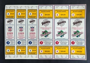 Strip of Phantom Playoff 1989 San Diego Padres Tickets NLCS & World Series Spiele - Bild 1 von 2
