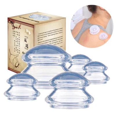 2-4 Cups Cupping Therapy Set Silicone Suction Massage Pain Relief For Face Body - Image 1 of 4