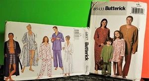 Butterick 5433 6837 Herren Damen Jungen Mädchen Pyjamahose Nachthemd Schnittmuster - Bild 1 von 5