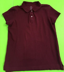LANDS’ END KIDS SIZE LG (14) SHORT-SLEEVED BURGUNDY POLO/ UNIFORM SHIRT EUC! - Picture 1 of 5