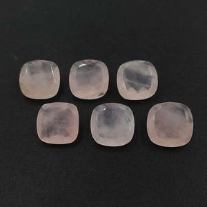 Natürlicher Rosenquarz Quadrat Kissenschliff Lose Edelstein 7 Stck. 14 MM 62,45 CT - Bild 1 von 5