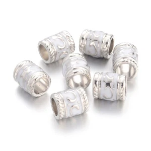 100 piezas cuentas europeas de aleación de esmalte cuentas de columna de orificio grande blanco 7x8,5 mm - Imagen 1 de 2