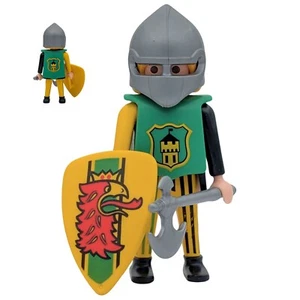 Playmobil figura caballero amarillo/verde escudo hacha medieval suelto - Imagen 1 de 1