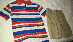 BOYS KIDS RALPH LAUREN CHAPS CHINO SHORTS SIZE 8 KHAKI SHIRT SET NAUTICA - Picture 1 of 7
