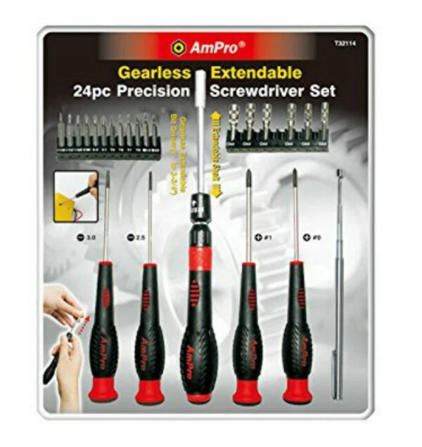 Juego de destornilladores de precisión extensible Ampro con herramienta de recogida magnética 24 piezas Foto 1 de 1