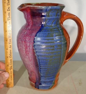 Makelloser handgeworfener Steinzeug 4 Farben Krug vom Künstler "S. Davy -USA-" 2qt.10" - Bild 1 von 4