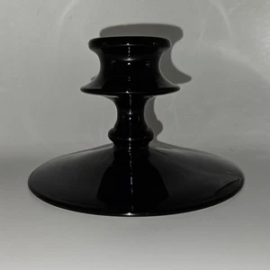 Vintage Schwarz Glas Kerzenhalter Standfuß Kegel Stabhalter Mid Century - Bild 1 von 3