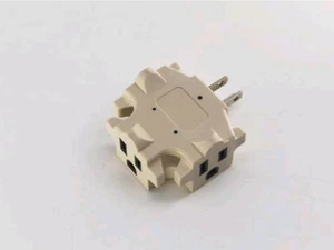 3-Way Splitter Adapter Beige Three Prong Ground Tri-Tap Triple Wall Outlet - Picture 1 of 2