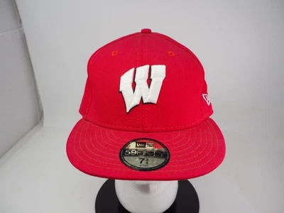 New Era 59Fifty Wisconsin Badgers Embroidered Fitted Baseball Cap Size 7 3/4 Hat - Image 1 of 4