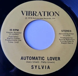 Sylvia - Automatic Lover / Stop Boy Vinyl 45 - 1978 Vibration - Plays Great! - Picture 1 of 6
