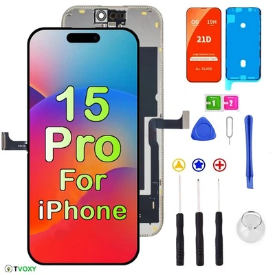 For iPhone 15 Pro Prime Plus Quality Screen Replacement LCD Digitizer + Tool Kit - Image 1 of 4