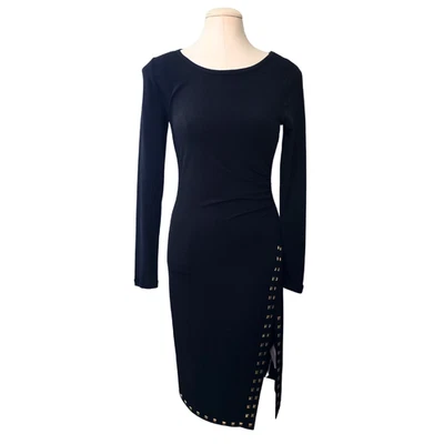 Vestido MICHAEL Michael Kors Negro Tachonado Latón Pequeño Mangas Largas Abertura Nuevo con Etiquetas Foto 1 de 3