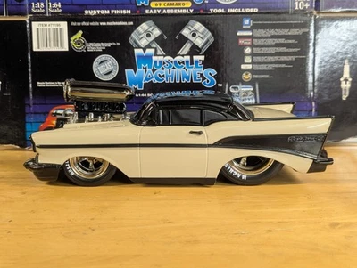 MUSCLE MACHINES 1957 Chevrolet Bel-Air 57 Chevy SLAMMED Custom Paint 1/18 1:18 - Image 1 of 4