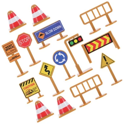  2 Sets Traffic Scene Toys Stop Sign Kids Model Construction Site - Image 1 of 4