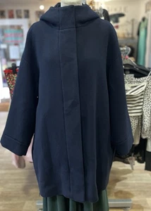 Weekend Max Mara Navy Wool Coat With Hood 10 - Picture 1 of 6