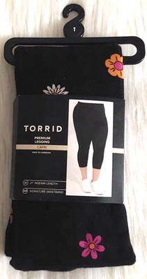 Leggings Capri TORRID 1X Premium Negro Profundo Cadena Margarita Floral - Nuevos en Paquete Foto 1 de 4