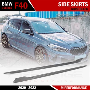FOR BMW 1 SERIES F40 SIDE SKIRT EXTENSION LIP SPOILER PAIR IN GLOSS BLACK 2019+ - Picture 1 of 13