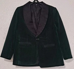 Jungen Samt Mantel Klavier Blazer Revers Smoking Fake Taschen Jacke GRÜN Größe 8 - Bild 1 von 9