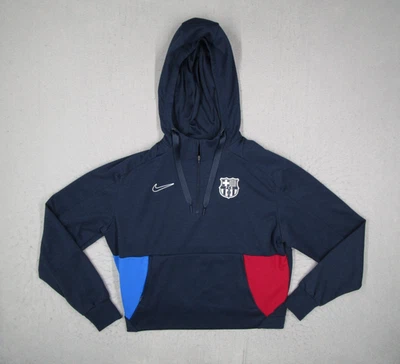 FC Barcelona Hoodie Women Medium Blue Nike Dri-Fit 1/4 Zip Soccer Futbol - Image 1 of 4