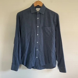 Billy Reid Mens S Blue Gray John T Standard Shirt Made in Italy Micro Check Soft - Picture 1 of 10