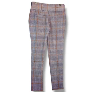 Indero Plaid Stretch Pants Sz L/XL Blue Red High Rise Elastic Waistband Pockets - Picture 1 of 11