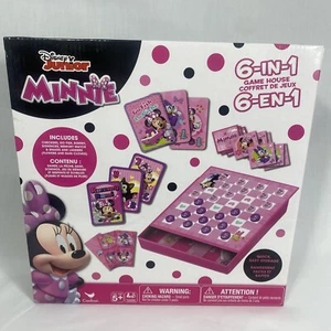 Disney Junior Minnie Mouse 6 in 1 Game Hub Box Checkers Go Fish Rummy Dominoes - Picture 1 of 2