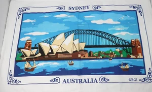 BGI Sydney Australia Tea Towel • Cotton Kitchen Harbor Bridge Opera House 30x19" - Picture 1 of 8