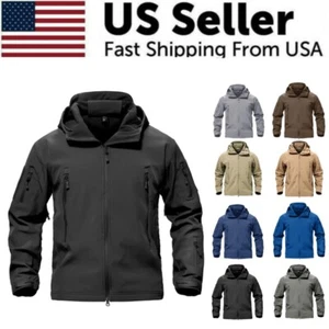 Tactical Jacket Mens Waterproof Military Coat Soft Shell Work Windbreaker Jacket - Picture 1 of 33