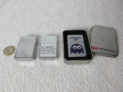 3 Assorted Lighters: Silver Barcelona, Silver All Tobacco, Silver Power Up Boxed - Image 1 of 4