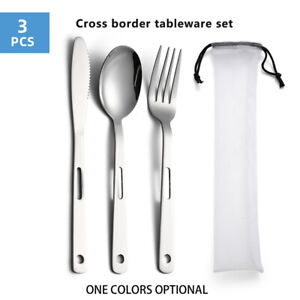 3pcs/set Stainless Steel Portable Tableware Set Household Frosted Knife For YIUK