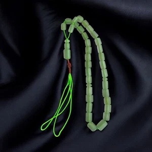 Natural Shah Maqsood Bayzahar Green Jade Islamic Prayer 33 beads Misbaha #2 - Picture 1 of 4