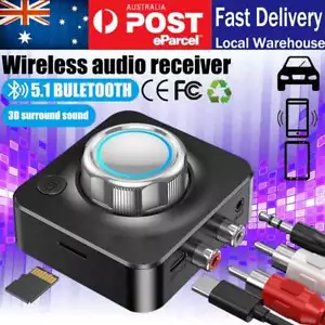 Bluetooth 5.1 Audio Receiver Bar Wireless Stereo Adapter 3.5mm AUX RCA Cable NEW - Picture 1 of 12