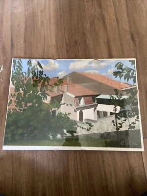 Peinture sur canson  sous verre signe G VIDAL - Photo 1/4