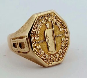 Antik 1890er Jahre Tiffany & Co. Massiver Goldring Barnard College Columbia University - Bild 1 von 8