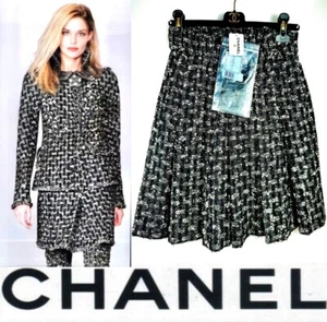 2.9K New Chanel 2013 Black White Tweed School Pleat Skirt 34 36 2 4 6 Clueless S - Picture 1 of 18
