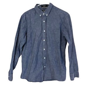 nordstrom men's shop medium Dark denim Collared Button Front shirt trim fit
