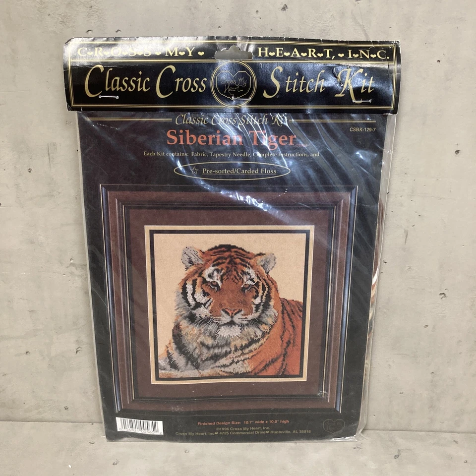1996 Cross My Heart Siberian Tiger Cross Stitch Kit 10.7w X 10h CSBK 129-7