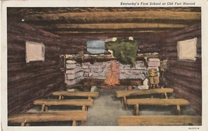 Cartolina Kentucky's First School At Old Fort Harrod Harrodsburg Kentucky KY - Foto 1 di 2