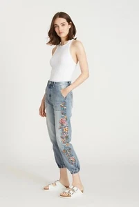 Driftwood Jeans Jogger"Summer Vines" denim trousers bohemian style Women Size M - Picture 1 of 6