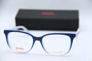 NEW HUGO BOSS BO 0252 SWW BLUE AUTHENTIC DESIGNER EYEGLASSES W/CASE 53-16 - Picture 1 of 5