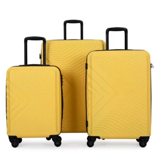 Gepäckset 3-teilig Hartschale leichter Koffer TSA Lock Spinner Räder gelb - Bild 1 von 12