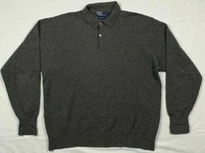 Polo Ralph Lauren Herren Lammwolle Polo Pullover XL meliert grau C3 - Bild 1 von 9