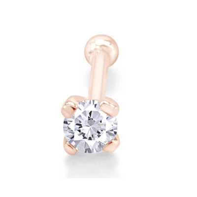 Alfiler nariz 2,5 mm 1/10 quilates hueso corte redondo diamante natural oro 10K para mujer Foto 1 de 4