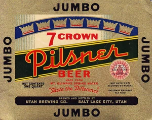 7 CROWN PILSNER BEER JUMBO - CLASSICA ETICHETTA BOTTIGLIA VINTAGE - GUARDA! - Foto 1 di 1