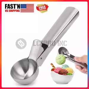 Ice Cream Scoop Stainless Steel With Trigger Cookie WaterMelon Spoon Anti-Freeze - Picture 1 of 11