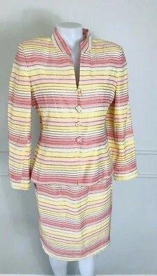 Traje Chaqueta Falda Victor Costa by Nahdre Mujer Rayas ~ Talla 6 ~ ÚNICO ~ Foto 1 de 4