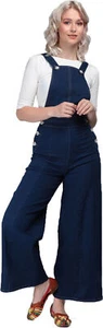 Collectif »THELMA DENIM« BUTTONED High Waist DUNGAREES Jeans Latzhose Rockabilly - Bild 1 von 4