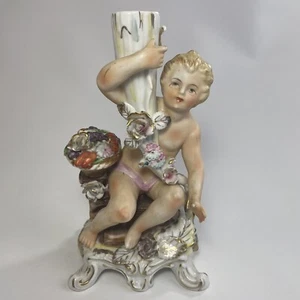 Vintage Ucagco Cherub Angel Candle Holder Japan 8.5” Tall x 4” Wide - Picture 1 of 9