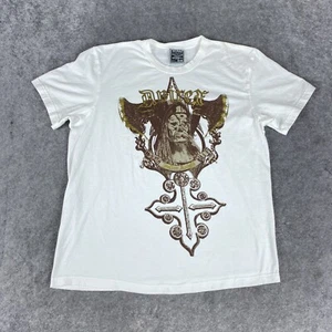 VINTAGE Avirex Shirt Mens XL White Brown Y2K Short Sleeve Cross AXE Knight - Picture 1 of 13