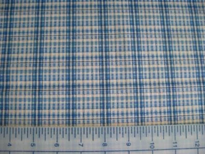 2 Yds Classic Plaid Cotton Decor Fabric 60" Wide Blue Beige Tan English Country - Picture 1 of 10